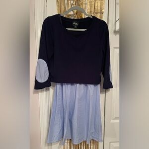 Beige by eci Navy Top with Light Blue Skirt Casual Dress